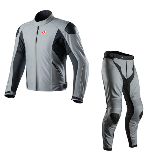 CE-approved racing leather suit with armor, tailored fit & durable protection. Ideal for serious motorbike riders. Built for safety, comfort, and speed.