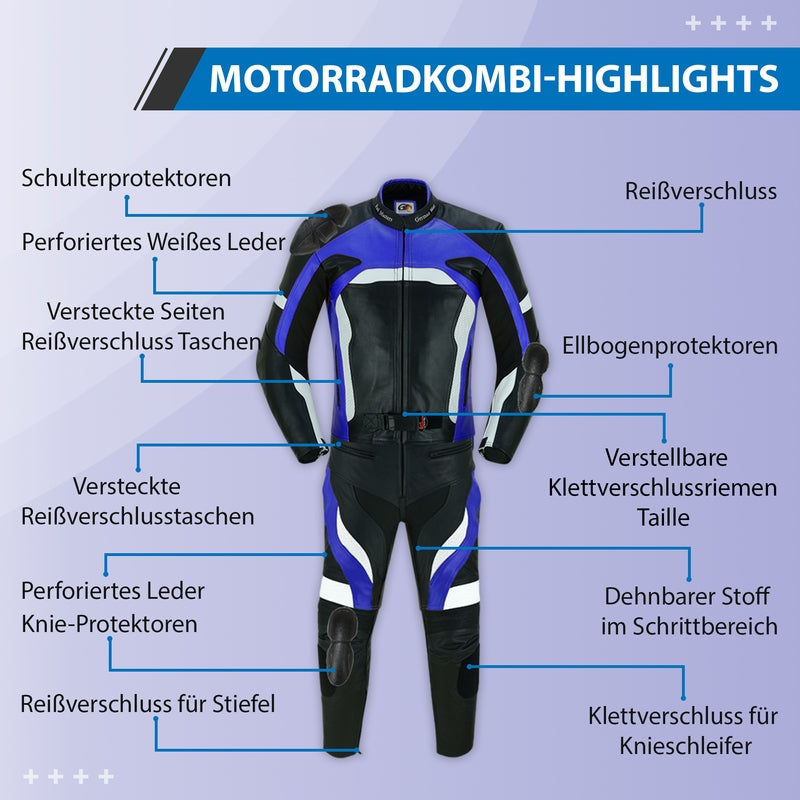 New Custom Two Piece Motorcycle Racing leather Suit with Protective Armours