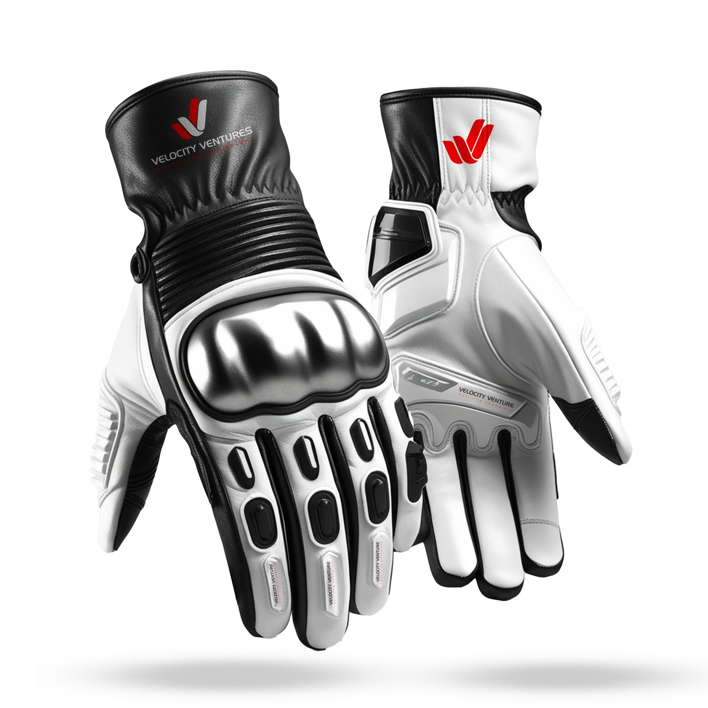 Leather Motorcycle Racing Gloves Touchscreen with CE Armor, Anti-Slip Grip, Adjustable Velcro Fit, and Ergonomic Design for Maximum Protection