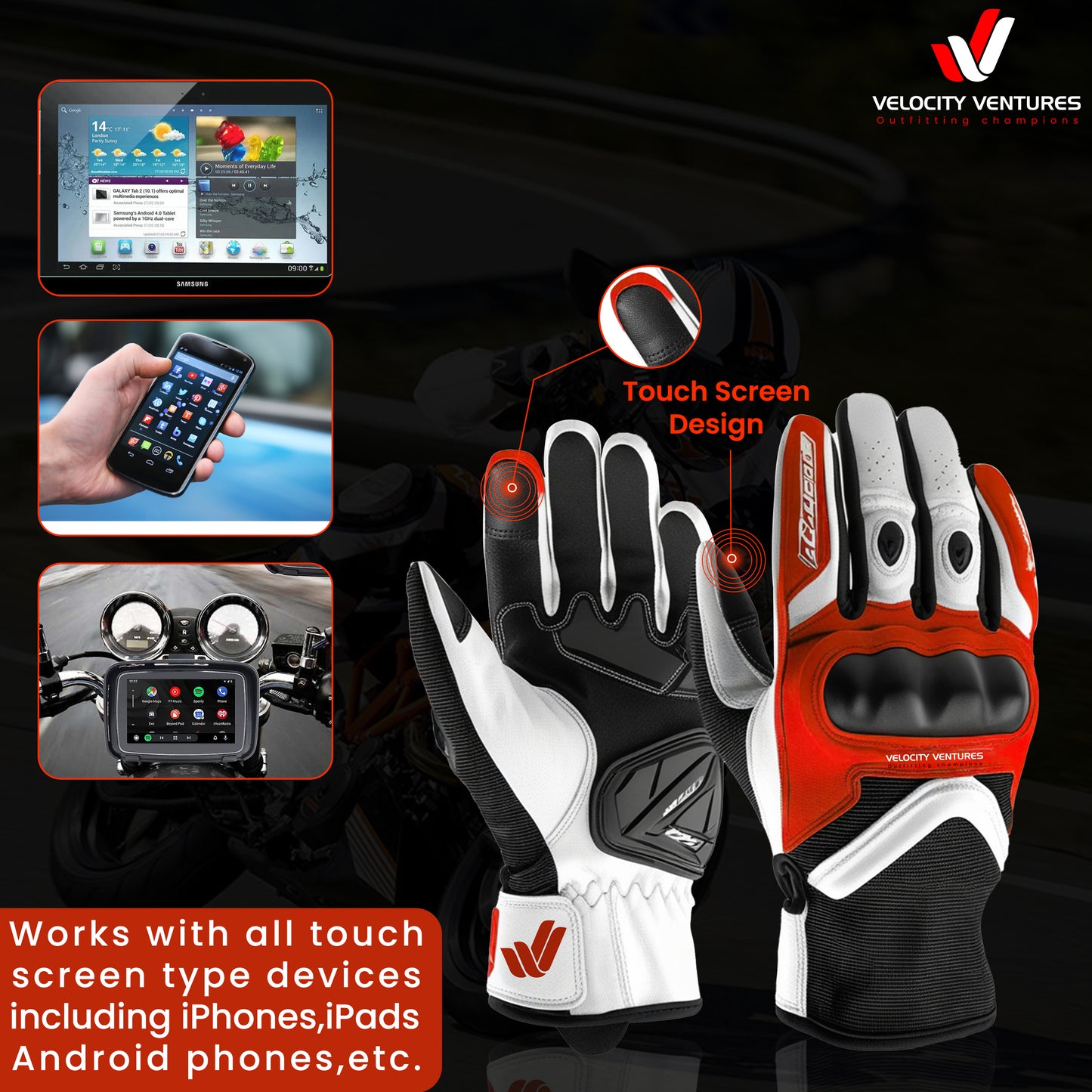 Custom Leather Motorcycle Racing Gloves – Touchscreen, CE Armor, Anti-Slip Grip, Ergonomic Fit