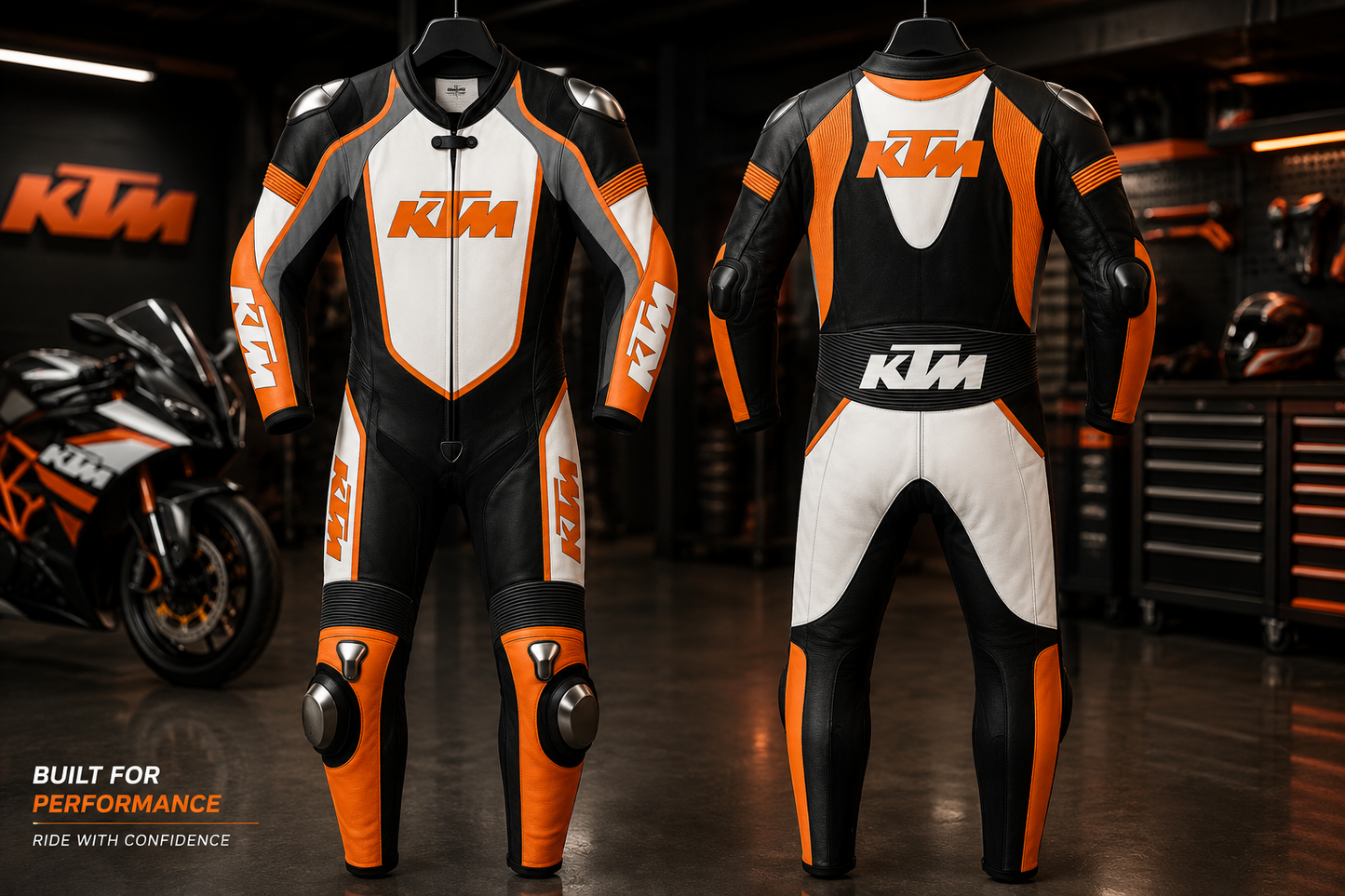 KTM Leather Suit Top Quality - CE Approved Motorbike Riding suit With Protective Armours