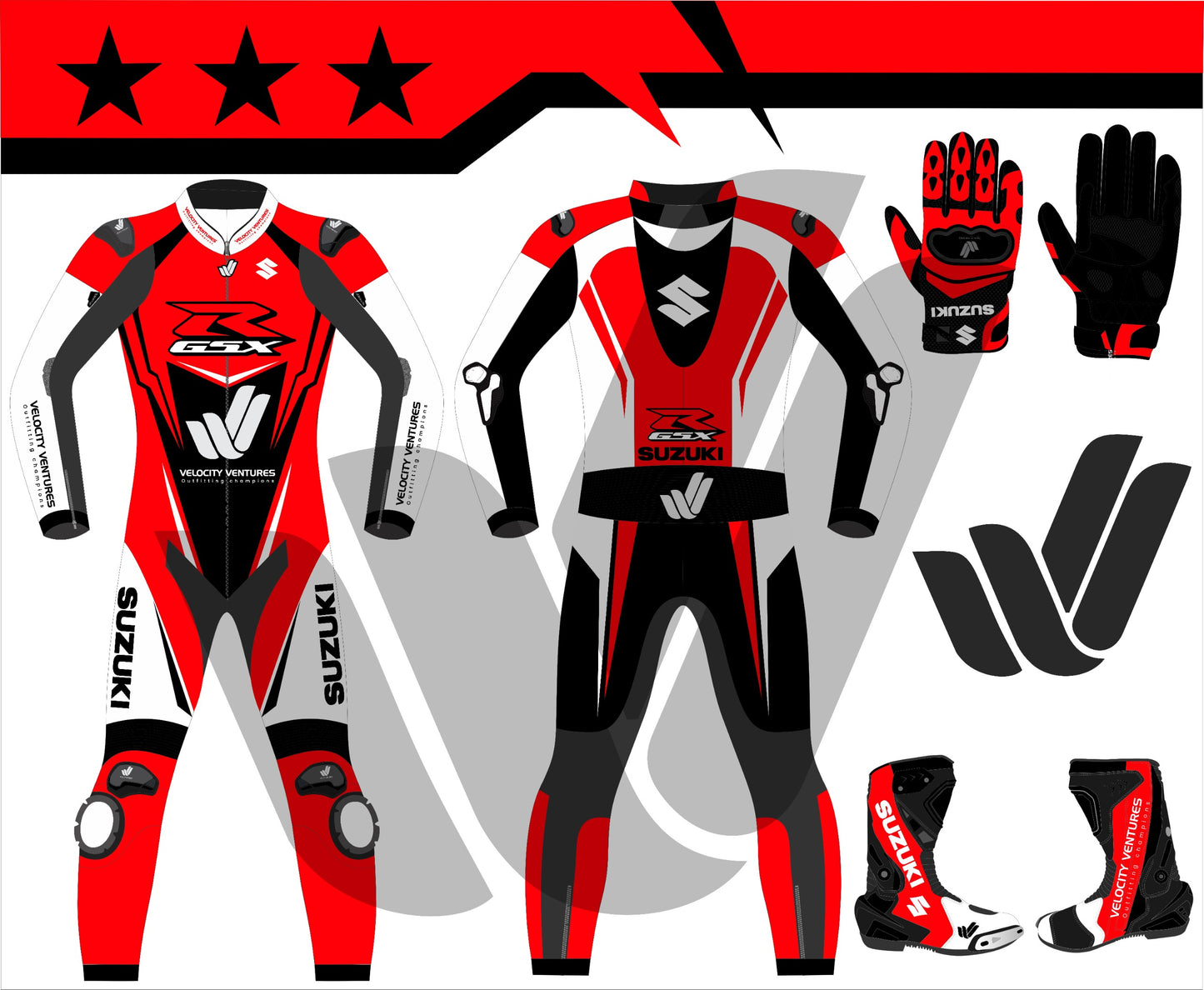Suzuki VV GXR Motorbike Racing Leather Suit- CE Approved Motorbike Riding Suit With Protective Armours