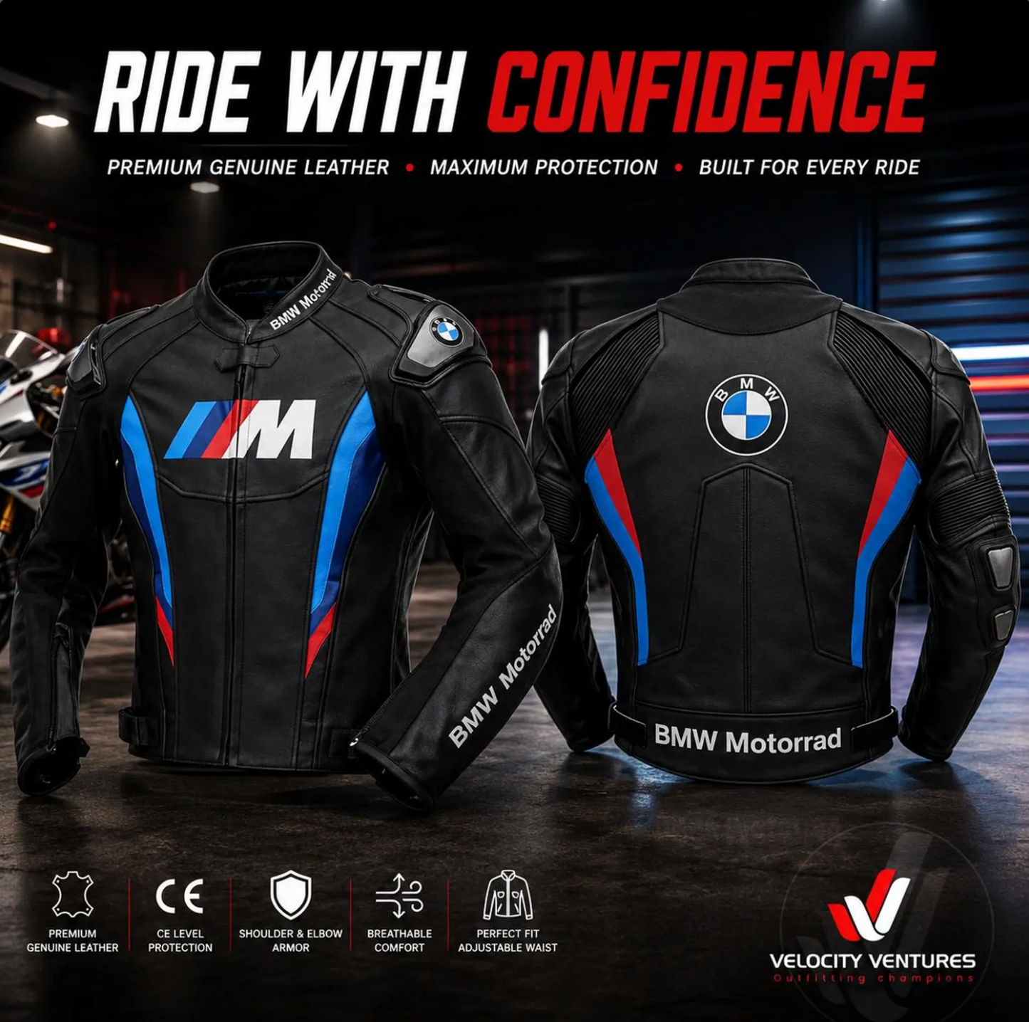 BMW Motorrad Motorbike Racing Jacket - Cowhide / Kangaroo leather Motorcycle Racing Jacket With Protective Armours