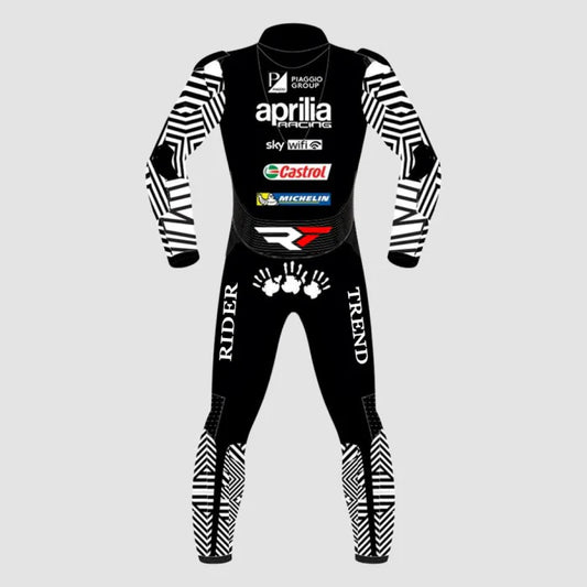 Aprilia Customised Motorbike Racing Leather Suit- CE Approved Motorbike Riding Suit With Protective Armours