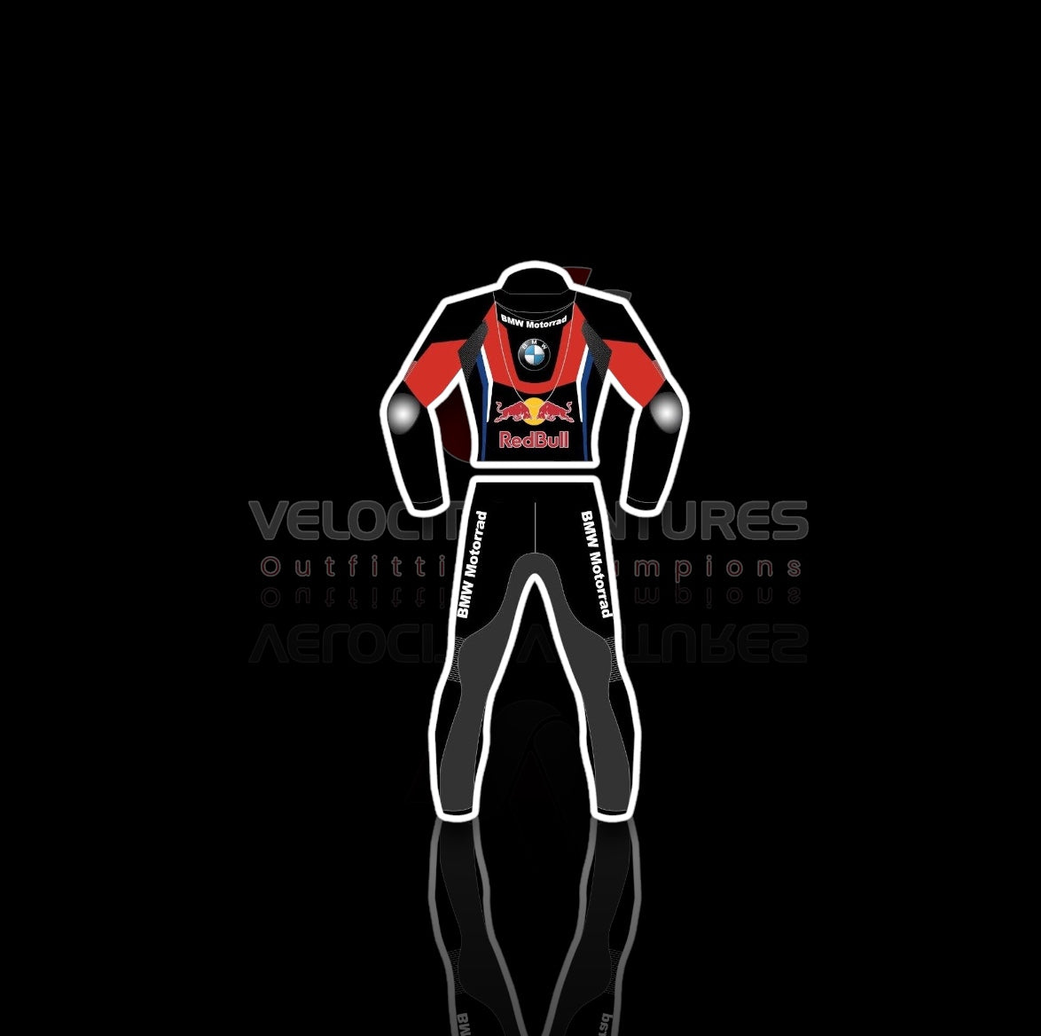 BMW Redbull CE-approved racing leather suit with armor, tailored fit & durable protection. Ideal for serious motorbike riders. Built for safety, comfort, and speed.