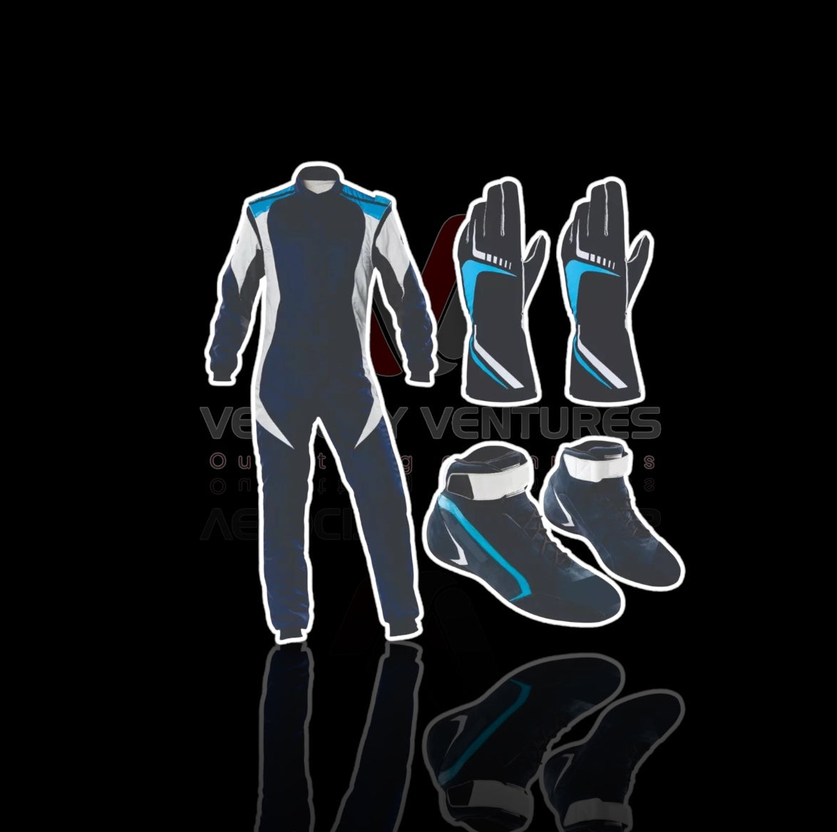 Velocity Ventures hub Kart Racing Suit + Shoes + Gloves Set – 3-in-1 Custom Karting Gear Combo | Lightweight, Breathable & Race-Ready with Bulk Order Discounts.