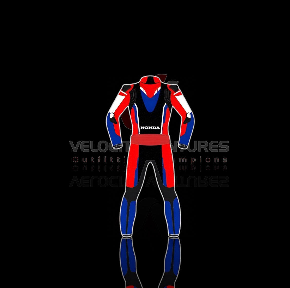 Honda CE-approved racing leather suit with armor, tailored fit & durable protection. Ideal for serious motorbike riders. Built for safety, comfort, and speed.