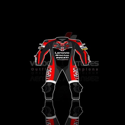 Lenovo CE-approved racing leather suit with armor, tailored fit & durable protection. Ideal for serious motorbike riders. Built for safety, comfort, and speed.