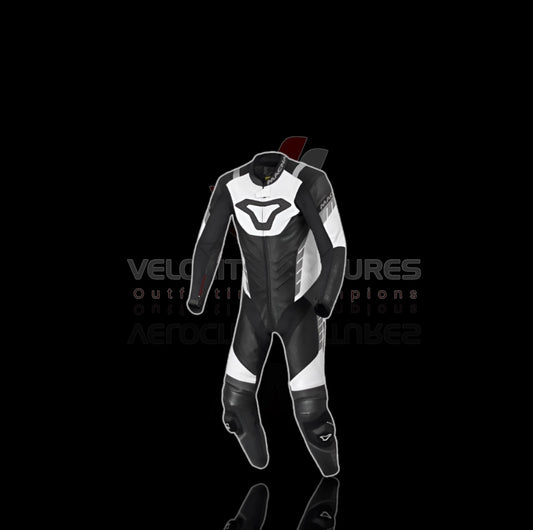 Macna CE-approved racing leather suit with armor, tailored fit & durable protection. Ideal for serious motorbike riders. Built for safety, comfort, and speed.