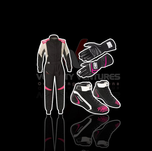 OMP Kart Racing Suit + Shoes + Gloves Set – 3-in-1 Custom Karting Gear Combo | Lightweight, Breathable & Race-Ready with Bulk Order Discounts.
