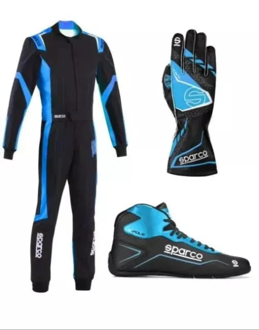 Sparco Kart Racing Suit + Shoes + Gloves Set – 3-in-1 Custom Karting Gear Combo | Lightweight, Breathable & Race-Ready with Bulk Order Discounts.
