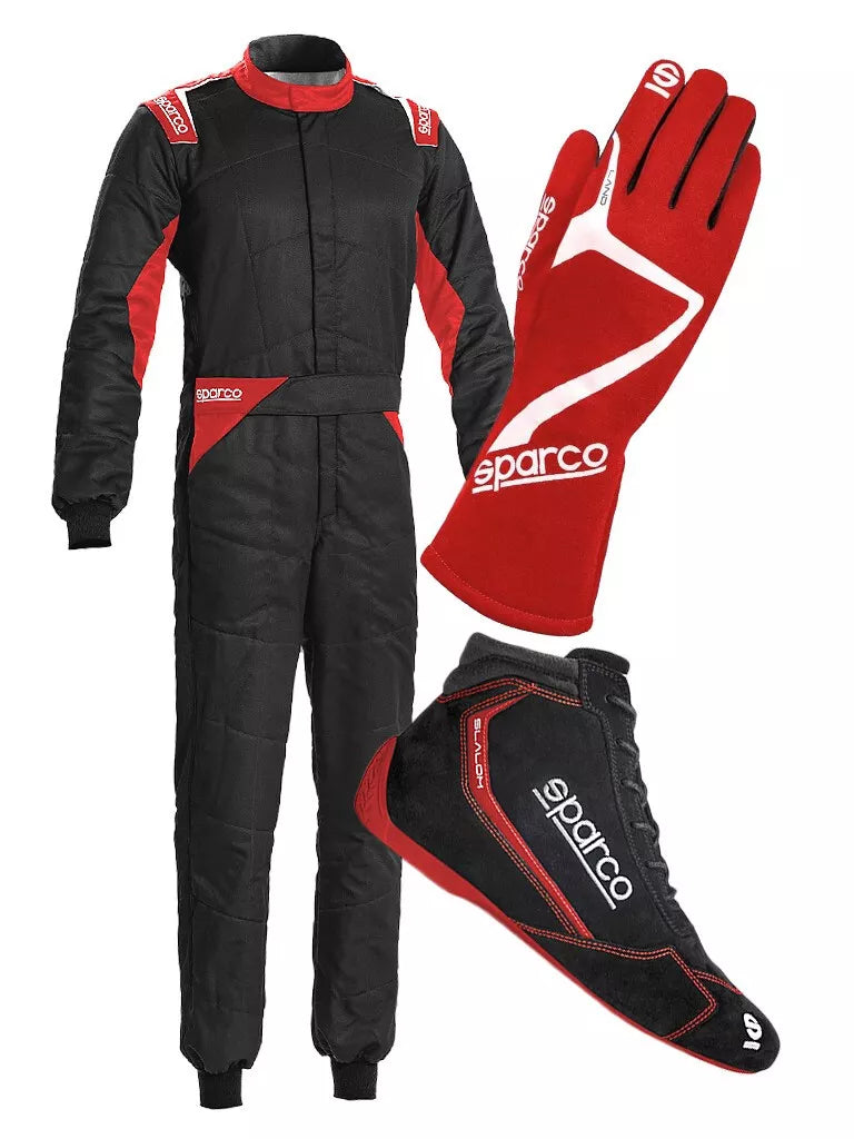 Sparco Kart Racing Suit + Shoes + Gloves Set – 3-in-1 Custom Karting Gear Combo | Lightweight, Breathable & Race-Ready with Bulk Order Discounts.