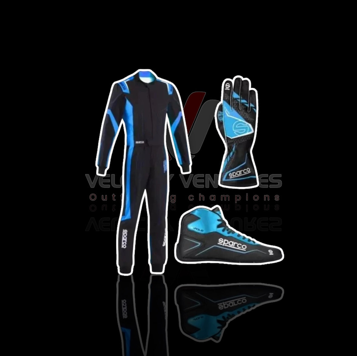 Sparco Kart Racing Suit + Shoes + Gloves Set – 3-in-1 Custom Karting Gear Combo | Lightweight, Breathable & Race-Ready with Bulk Order Discounts.