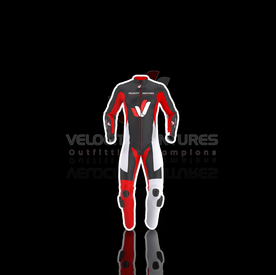 Velocity Ventures CE-approved racing leather suit with armor, tailored fit & durable protection. Ideal for serious motorbike riders. Built for safety, comfort, and speed.